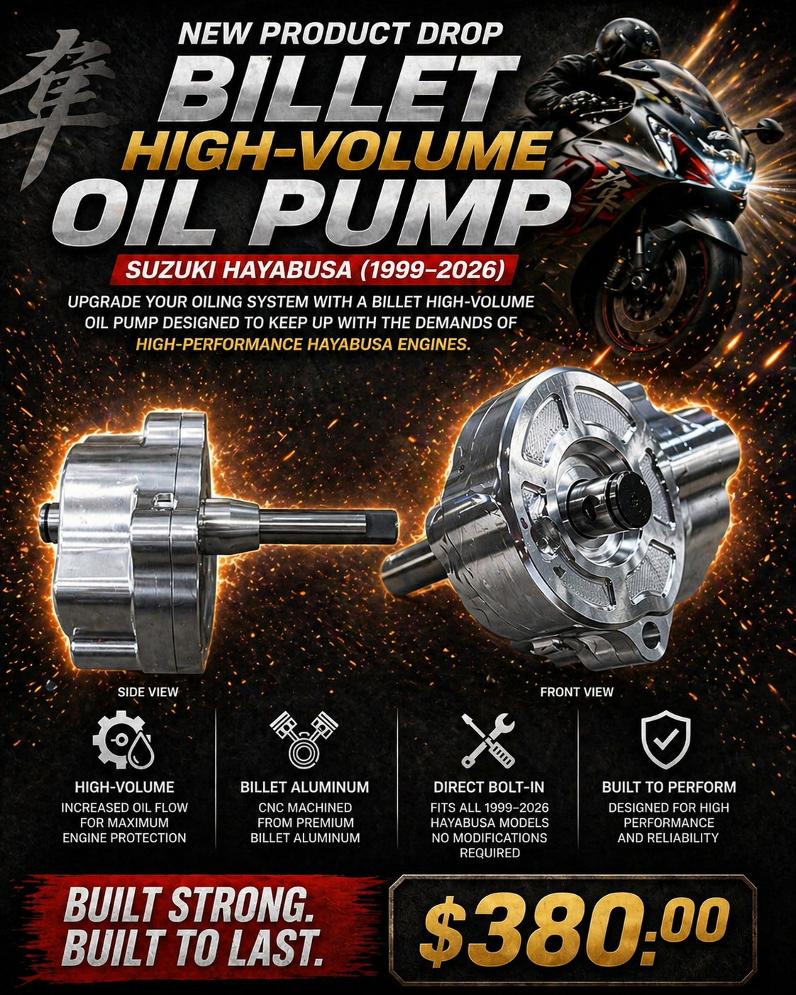 Billet High-Volume Oil Pump – Suzuki Hayabusa (1999–2026)